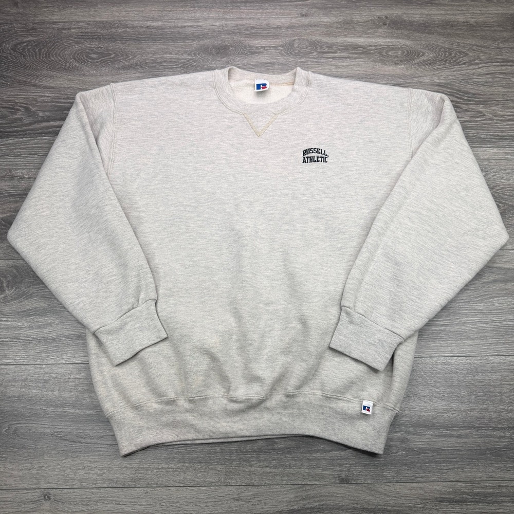 Vintage Russell Athletic Sweatshirt Mens XL Tall Gray V Stitch Crew Made USA 90s